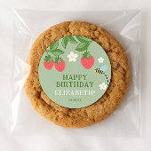 Strawberry Birthday Party Favor Thank you Ronde Sticker