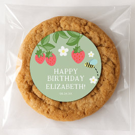 Strawberry Birthday Party Favor Thank you Ronde Sticker