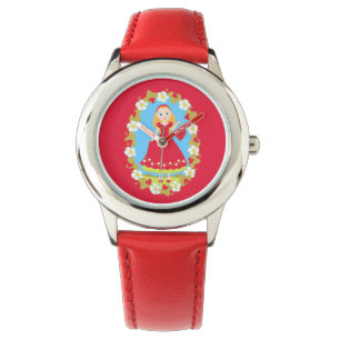 Strawberry Birthday Party Girl Horloge