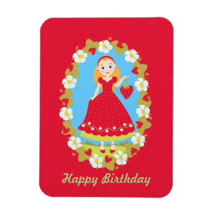 Strawberry Birthday Party Girl Magneet