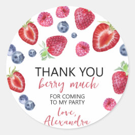 Strawberry Birthday Party Hartelijk dank voor Berr Ronde Sticker