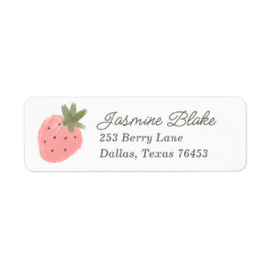 Strawberry Birthday Party Return Address Etiket