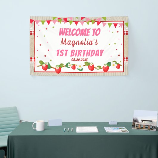 Strawberry Birthday Red Camco Blanket Backdrop Spandoek (Beurs)