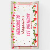 Strawberry Birthday Red Camco Blanket Backdrop Spandoek (Verticaal)