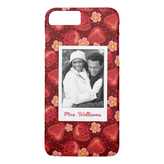 Strawberry Blossom Pattern | Monogram Case-Mate iPhone Case (Achterkant)