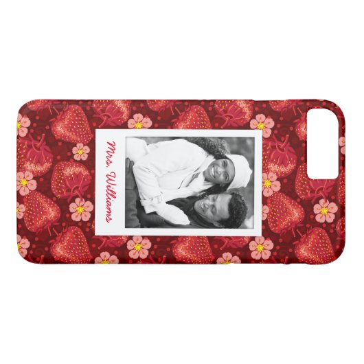 Strawberry Blossom Pattern | Monogram Case-Mate iPhone Case (Achterkant (Horizontaal))
