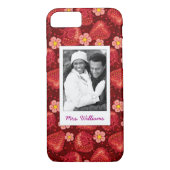 Strawberry Blossom Pattern | Monogram Case-Mate iPhone Case (Achterkant)