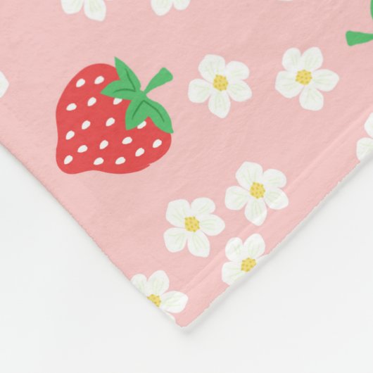 Strawberry Blossom Pink Pattern Fleece Deken (Hoek)