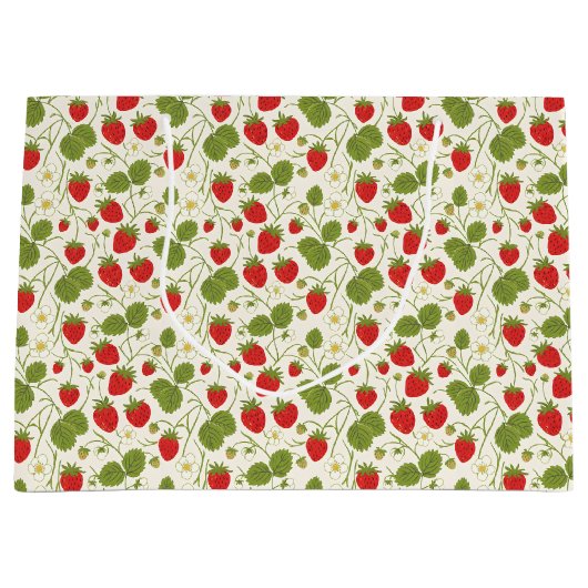 Strawberry Blossoms and Berries Pattern Groot Cadeauzakje (Voorkant)