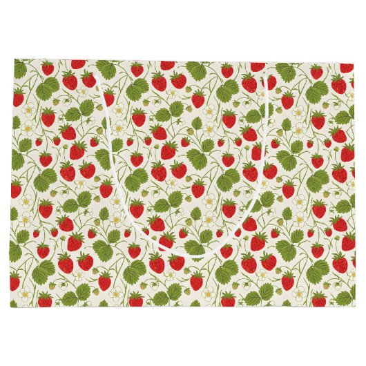 Strawberry Blossoms and Berries Pattern Groot Cadeauzakje (Achterkant)