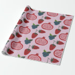 Strawberry Blue berry Pattern Cute Summer Cadeaupapier<br><div class="desc">This pattern shows strawberry,  blueberry and pomegranate fruit. For everyone who loves eating healthy and being vegan or vegeterian. Ideal birthday,  thanksgiving or christmas gift for men and women.</div>