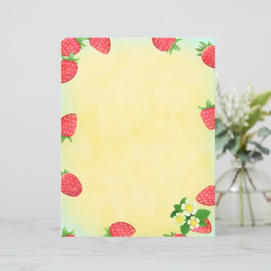 Strawberry Blue Stationery Paper (Staand voorkant)