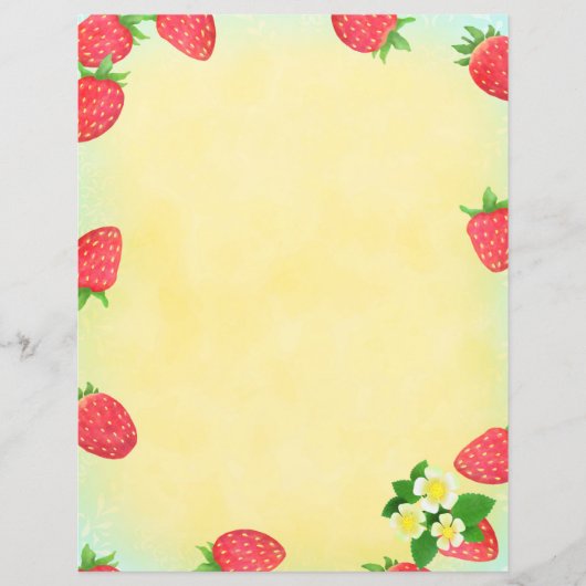 Strawberry Blue Stationery Paper (Voorkant)