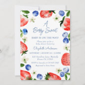 Strawberry Blueberry Berry Sweet Boy Baby shower Kaart (Voorkant)