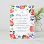 Strawberry Blueberry Berry Sweet Boy Baby shower Kaart (Staand voorkant)