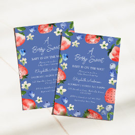 Strawberry Blueberry Berry Sweet Boy Baby shower Kaart