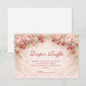 Strawberry Blush Floral Diapper Raffle Informatiekaartje (Voorkant / Achterkant)