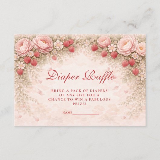 Strawberry Blush Floral Diapper Raffle Informatiekaartje (Voorkant)