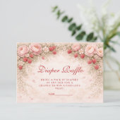 Strawberry Blush Floral Diapper Raffle Informatiekaartje (Staand voorkant)