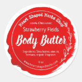  Strawberry Body Butter Label Handgemaakt (Voorkant)