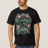 Strawberry Book Lover Tee – Reading Is My Jam T-shirt (Voorkant)
