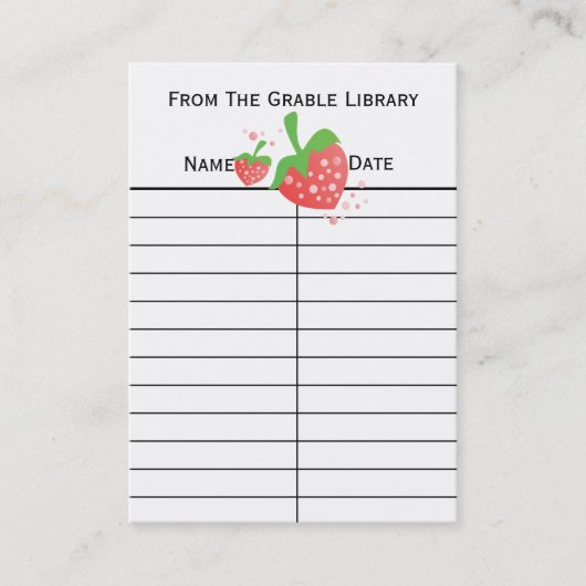 Strawberry Book Return Kaarten Visitekaartje (Voorkant)