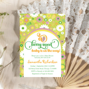 Strawberry Botanical Baby shower Invitation Kaart