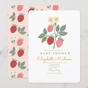Strawberry Bouquet Blossom Baby shower Kaart
