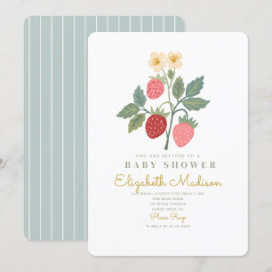 Strawberry Bouquet Blossom Baby shower Kaart