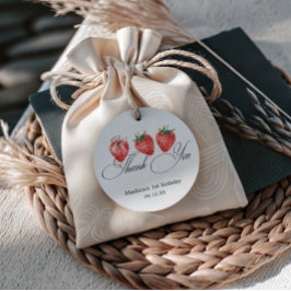 Strawberry Bow 1st Birthday Thank You Bedankjes Labels