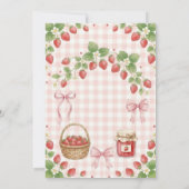 Strawberry bow baby shower First Berry Sweet Kaart (Achterkant)