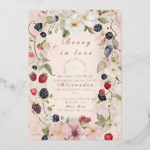 Strawberry Bow Bridal Shower Invitation Folie Uitnodiging (Voorkant)