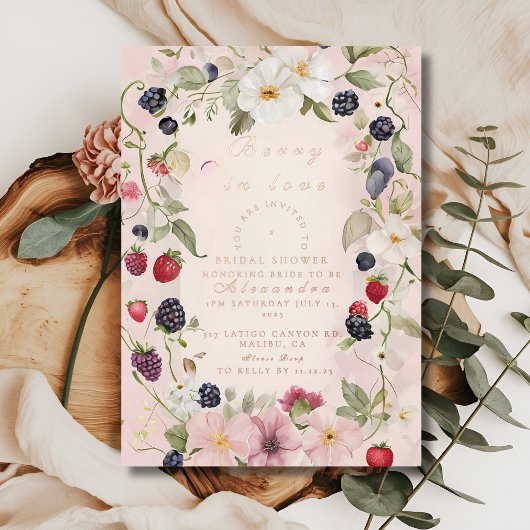 Strawberry Bow Bridal Shower Invitation Folie Uitnodiging