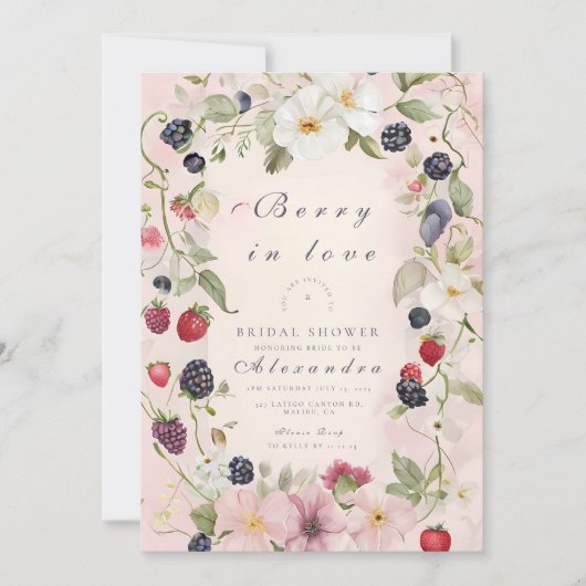 Strawberry Bow Bruids Douche Uitnodiging (Voorkant)