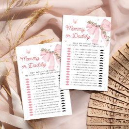 Strawberry Bow Mama of Daddy Baby shower Spel