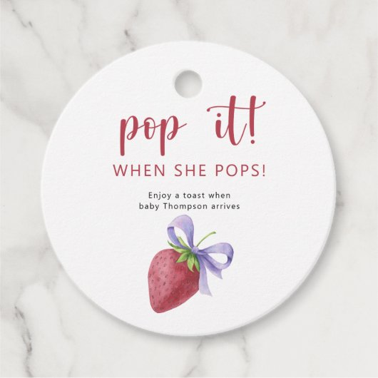 Strawberry Bow Pop het als ze poppen Bedankjes Labels (Voorkant)