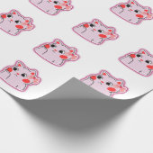 Strawberry Bow Roze Kat – Schattigee Cartoon Ontwe Cadeaupapier (Hoek)