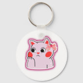 Strawberry Bow Roze Kat – Schattigee Cartoon Ontwe Sleutelhanger (Achterkant)