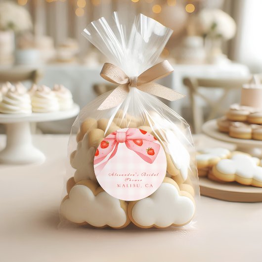 Strawberry Bow Vrijgezellenfeest Ronde Sticker