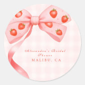 Strawberry Bow Vrijgezellenfeest Ronde Sticker (Voorkant)