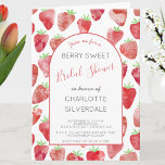 Strawberry Bridal Shower Invitation<br><div class="desc">Leuke en moderne waterverf aardbeien zoete bruids doucheuitnodiging. Binnen is leeg voor uw eigen bericht,  en beschikt over een bijpassend aardbeienpatroon voor een extra hulp van schattigheid. Pas de tekst aan uw feest aan. Originele kunst van Nic Squirrell</div>