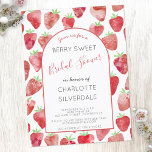 Strawberry Bridal Shower Invitation Briefkaart<br><div class="desc">Stomme en moderne waterverf aardbeienbessen,  zoete bridale doucheuitnodiging. De achterste eigenschappen die tekst en meer aardbeien aanpassen voor een extra hulp van mankracht. Pas de tekst aan om aan uw viering aan te passen. Originele kunst van Nic Squirrell</div>