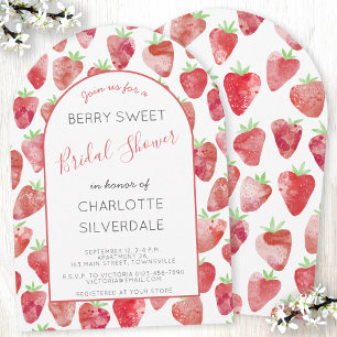 Strawberry Bridal Shower Invitation Kaart