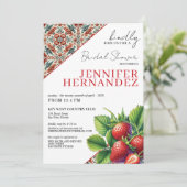 Strawberry Bridal Shower Invitation Kaart (Staand voorkant)