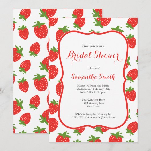 Strawberry Bridal Shower Kaart (Voorkant / Achterkant)