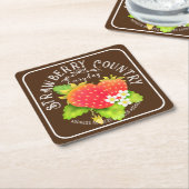 Strawberry Brown Square Paper Onderzetter (Schuin)