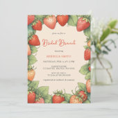 Strawberry Bruids Brunch Party Kaart (Staand voorkant)