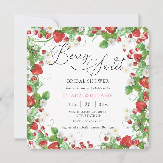 Strawberry Bruidsfeest Kaart (Voorkant)