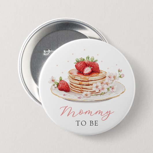 Strawberry Brunch Baby shower Mama Om Button Te Zi (Voorkant /achterkant)