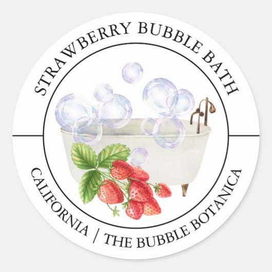 Strawberry Bubble Bath label (Voorkant)